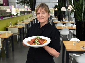 Chef Julia Kundera's savoury corn cakes are a highlight for brunch at the Glasshouse Bistro and Cafe in the Enjoy Centre.