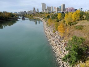 About a dozen volunteers turned up to tidy Edmonton's river valley during the fall cleanup Saturday morning.
