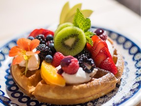 The sweet, fruity Belgian waffle at Under the High Wheel