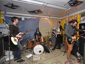 Slates practise in their second-floor jam space, located in a building filled with bands.