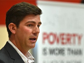 Edmonton Mayor Don Iveson, pictured at a Sept. 18 news conference, set up the End Poverty Edmonton task force last year.