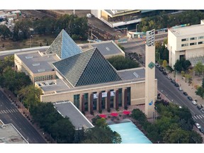 An aerial view of City Hall in downtown Edmonton on Sept. 2, 2015.