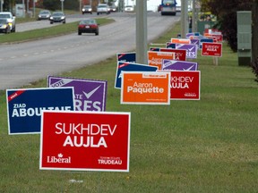 Election signs in Edmonton.