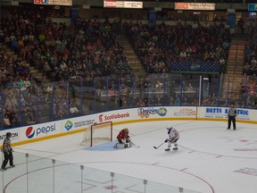 Leon Draisaitl connects on a penalty shot.