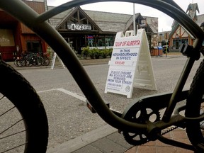 Signs on all the major roads in the Jasper townsite are up in preparation for the Tour of Alberta, Canada's first and highest ranked professional road cycling stage race.