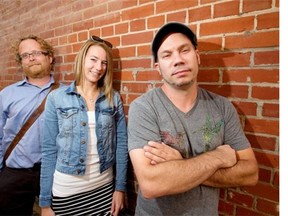 Justin Dechaine, left, Kerri Timbers, and Marc Davison are the organizers of YEG Tiny Home, a group for people enthusiastic about tiny houses, which measure between about 100 and 500 square feet.