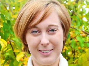 Kristen Kuefler, centre, candidate for public school trustee, Ward G by-election
