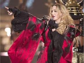 Madonna performs during the premiere of her Rebel Hart tour Wednesday, September 9, 2015 in Montreal.