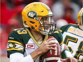 Edmonton Eskimos quarterback Mike Reilly returned to action against the Calgary Stampeders on Sept. 7, 2015, for the first time since  hurting his knee in a Canadian Football League season-opener in late June.