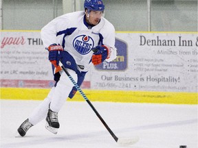 Edmonton Oilers forward Nail Yakupov skates a drill during training camp in Leduc, Alta., on Friday, Sept. 18, 2015.