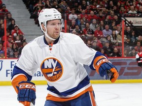 New York Islanders defenceman Griffin Reinhart plays against the Ottawa Senators in an NHL game at Canadian Tire Centre in Ottawa on Dec. 4, 2014.