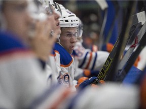 Cole Sanford of the Edmonton Oilers prospects at the South Okanagan Events Centre in Penticton on Sept. 14, 2015.