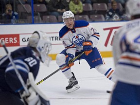 Edmonton Oilers prospects against the Winnipeg Jets at the South Okanagan Events Centre in Penticton.