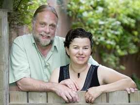 Planet Organic grocery store owners Mark Craft and Diane Shaskin in their backyard at home.