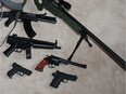 A Jan. 27, 2012 handout photo showing a collection of Airsoft guns, which shoot plastic pellets. The collection includes toys modelled after weapons such as the AK-47 assault rifle, the MP5 submachine gun.