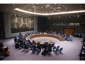 The United Nations Security Council meets at UN headquarters in this Jan. 20, 2014 file photo.