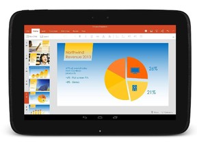 This screen shot provided by Microsoft shows the Android version of the company's Powerpoint app.