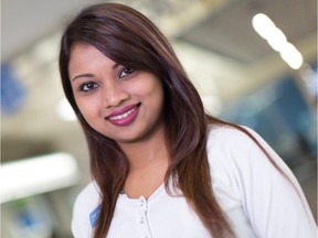 Faiza Choudhury graduated with a business degree from the U of A in June and is now a customer service rep at ATB Financial's downtown branch. According to a recent school survey, approximately 85% of all the grads who completed the regular four-year business school program at the U of A over the past year have secured full time jobs, 72% of them right here in Edmonton. That's despite the current downturn in the Alberta economy.