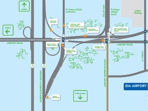 The Edmonton International Airport $15-million Airport Road Upgrade project includes new ramps, traffic signals and an access road for the Outlet Collection mall site.