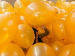 Martin Creed's Half the Air in a Given Space is an interactive playground. Balloons will be filled to half the calculated volume of the City Centre pedways, then people are let loose within. It's part of Nuit Blanche Edmonton.