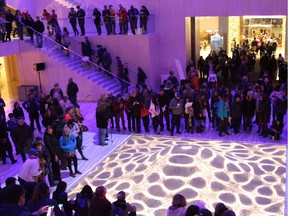 A projection on a huge pile of sand in City Hall, Gary James Joynes' Ouroboros was one of the truly standout works at Nuit Blanche Saturday.