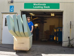 Old mattresses from the University of Alberta being recycled in the spring of 2015