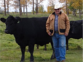 Vic Fischer on his cattle farm near Sherwood Park.