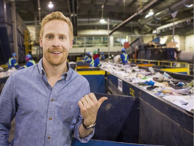 Amazing Race Canada host Jon Montgomery at the Edmonton Waste Management Centre. CTV. 