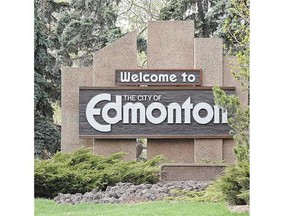 The welcome sign near the city's east boundary on Baseline Road. The "City of Champions" slogan was stripped from six entrance signs on May 1, 2015.