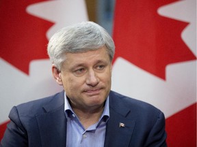 Prime Minister Stephen Harper photographed during an interview with Mark Kennedy in Mississauga, Ontario on October 6, 2015.