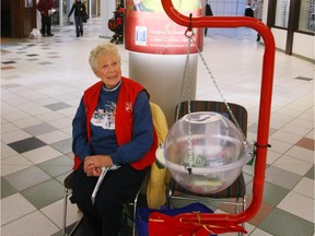 Agnes Morgan tends the  Salvation Army Kettle at  Westmount mall in Edmonton. She was killed in  2013 by a drunk driver who was sent to prison Wednesday.