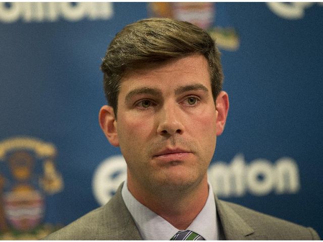 Mayor Don Iveson announces the firing of City Manager, Simon Farbrother on 10, 2015 in Edmonton. 