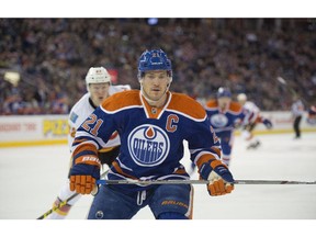 EDMONTON, AB. SEPTEMBER 21, 2015 - Andrew Ference  of the Edmonton Oilers playing  the Calgary Flames at Rexall Place.  Shaughn Butts/Edmonton Journal