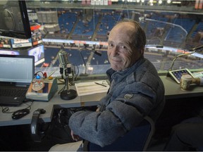 Mark Lewis is in his 35th years as announcer at the Edmonton Oilers games at Rexall Place in Edmonton.