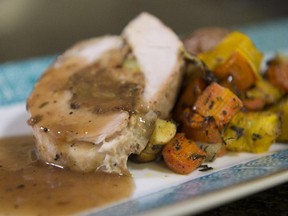 Daniel Brasilerio from NAIT's Culinary Arts program offers quick recipes for a Thanksgiving meal of stuffed turkey breast and roasted vegetables.