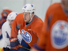Nikita Nikitin practises with the Oilers during training camp at the Royal Glenora Rink.