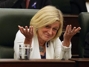 Alberta Premier Rachel Notley, shown in this June 11, 2015 file photo, tables her NDP government's first budget on Oct. 27.