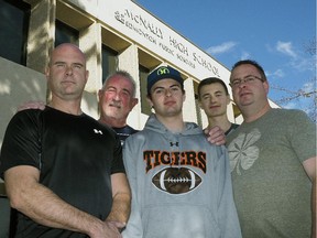 The Jones family all attended McNally High School in Edmonton and either became members of the Edmonton Police Service or want to become members. They are (left to right) Scott Jones, Brian Jones, Jack Jones, Sam Jones and Dan Jones.