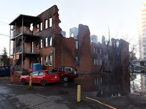 Leamington Mansions, a century-old brick apartment building at 114th Street north of Jasper Avenue, was destroyed by a fire that started around 4 a.m. in Edmonton on Oct. 17, 2015.