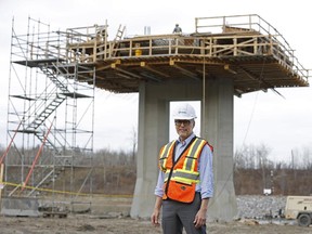 Rob Marchak, the city's director of strategic projects, at the construction site of Edmonton's first stress-ribbon bridge over the North Saskatchewan River at Terwillegar Park.