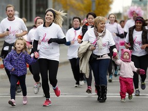 An estimated 8,000 people participated in the Canadian Breast Cancer Foundation CIBC Run for the Cure to help raise funds for breast cancer research, education and advocacy initiatives. The annual event was held at Churchill Square in downtown Edmonton on Sunday October 4, 2015.
