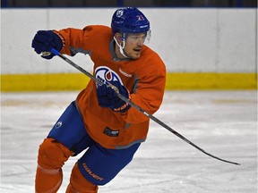 Oilers defenceman Andrew Ference practices at Rexall Place on Oct. 5, 2015.