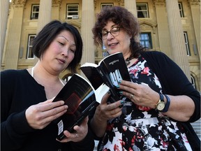 From left, local crime authors S. C. Wong and and Janice MacDonald both have stories in new crime anthology AB Negative.