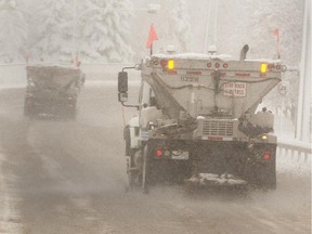 City of Edmonton trucks plough snow