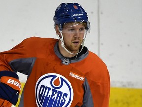 EDMONTON, ALTA: SEPTEMBER 28, 2015 -- Edmonton Oilers Griffin Reinhart (8) at practice at Rexall Place in Edmonton, September 28, 2015. (ED KAISER/EDMONTON JOURNAL) (For Sports story)