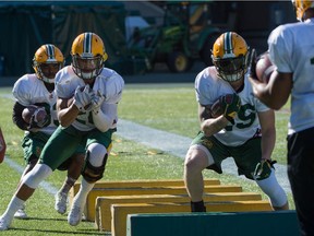 The Edmonton Eskimos were still working hard in practice on Sept. 30, 2015, as they try to get ready for a successful playoff run.