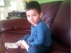 Geo Mounsef, 2, is shown in a handout photo, released on Wednesday December 19, 2012. Mounsef was killed when a SUV plowed onto the restaurant patio where he was dining.