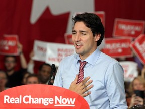 Prime Minister-designate Justin Trudeau addresses supporters at a welcome rally in Ottawa on Oct. 20, 2015, one day after winning the federal election.