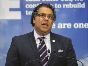 Calgary Mayor Naheed Nenshi speaks in Calgary, on June 20, 2014.