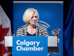 Alberta Premier Rachel Notley speaks during a business luncheon in Calgary on Oct. 9, 2015.